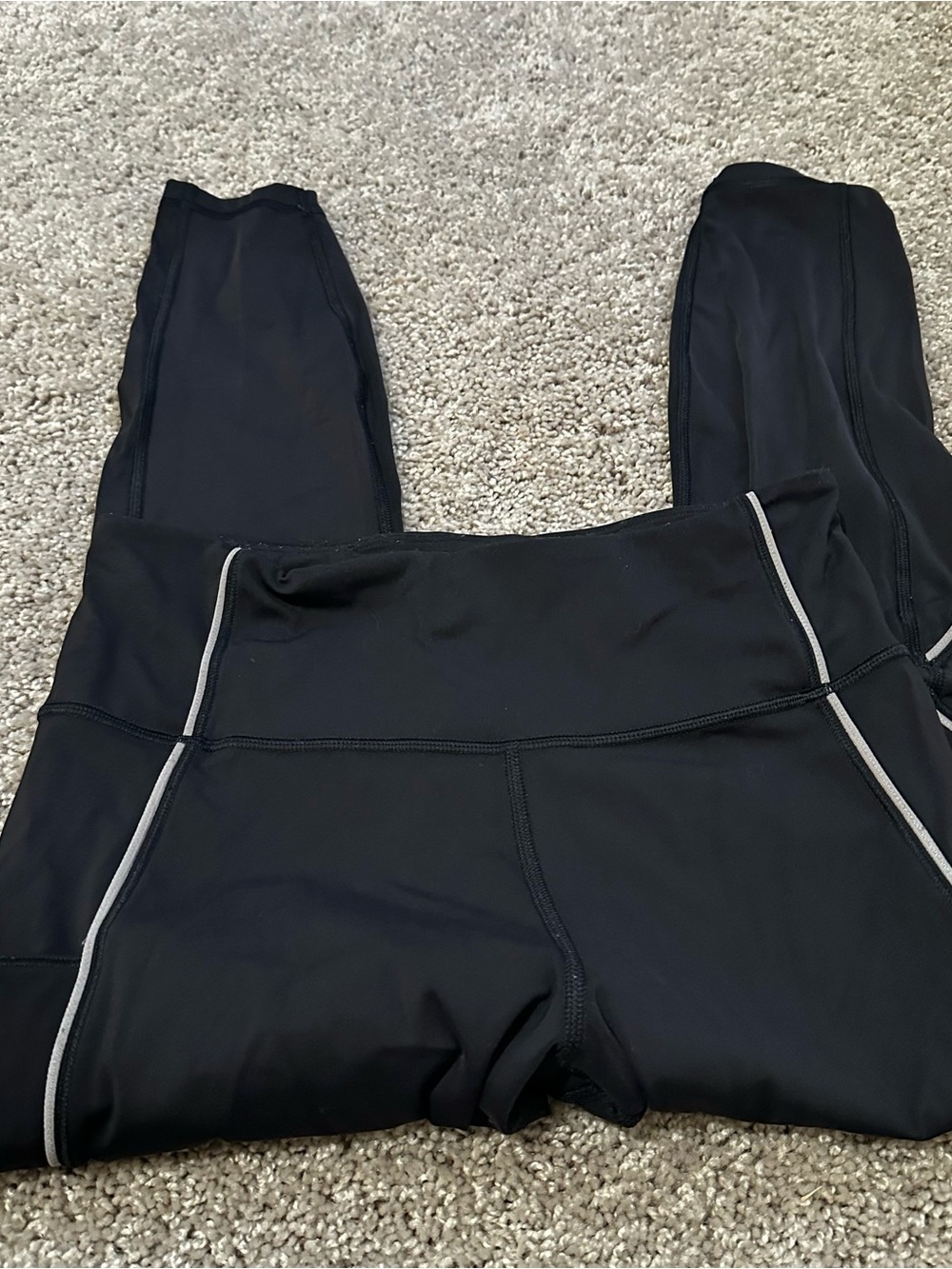 Athleta Black Workout Leggings with Subtle Stitch Detail